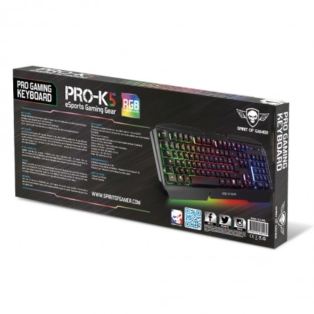 Spirit of Gamer - RGB Gaming Toetsenbord Pro K-5 - Qwerty US-Layout