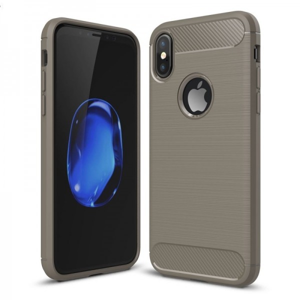 Tuff-luv - Carbon Fiber stijl TPU, Schockbestendige achterkant voor de Apple iPhone X case - grijs Tuff-luv - Carbon Fiber stijl TPU, Schockbestendige achterkant voor de Apple iPhone X case - grijs