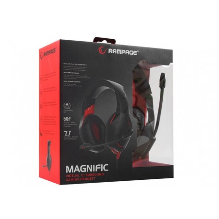 Rampage RM-K7 Magnific 7.1 gaming headset - zwart met rood