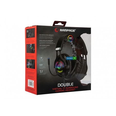 Rampage RM-K18 double 7.1 surround sound RGB gaming headset voor PC en PS4