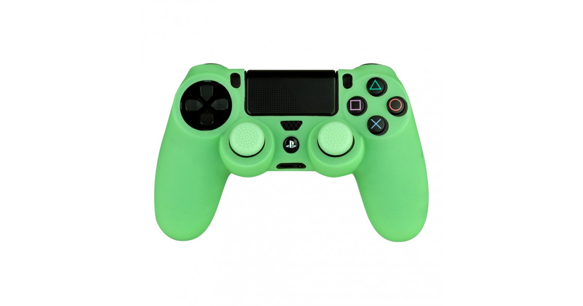 Playstation 4 - Siliconen controller skin inclusief thumbs grips - Glow in the Dark groen