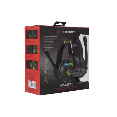 Rampage RM-K10 AMAZING RGB 7.1 Virtual Surround Gaming Headset USB - PS4 en PC