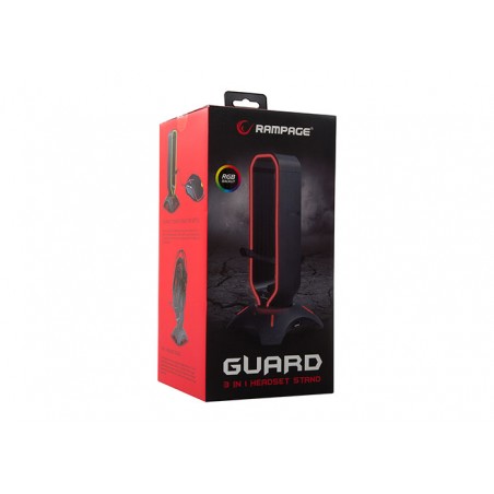 Rampage Guard - 3 in 1 RGB Headset Stand - Muis Bungee - USB Hub