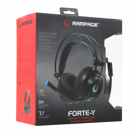 Rampage RM-19 FORTE-Y Black USB 7.1 Version Player gaming Headset