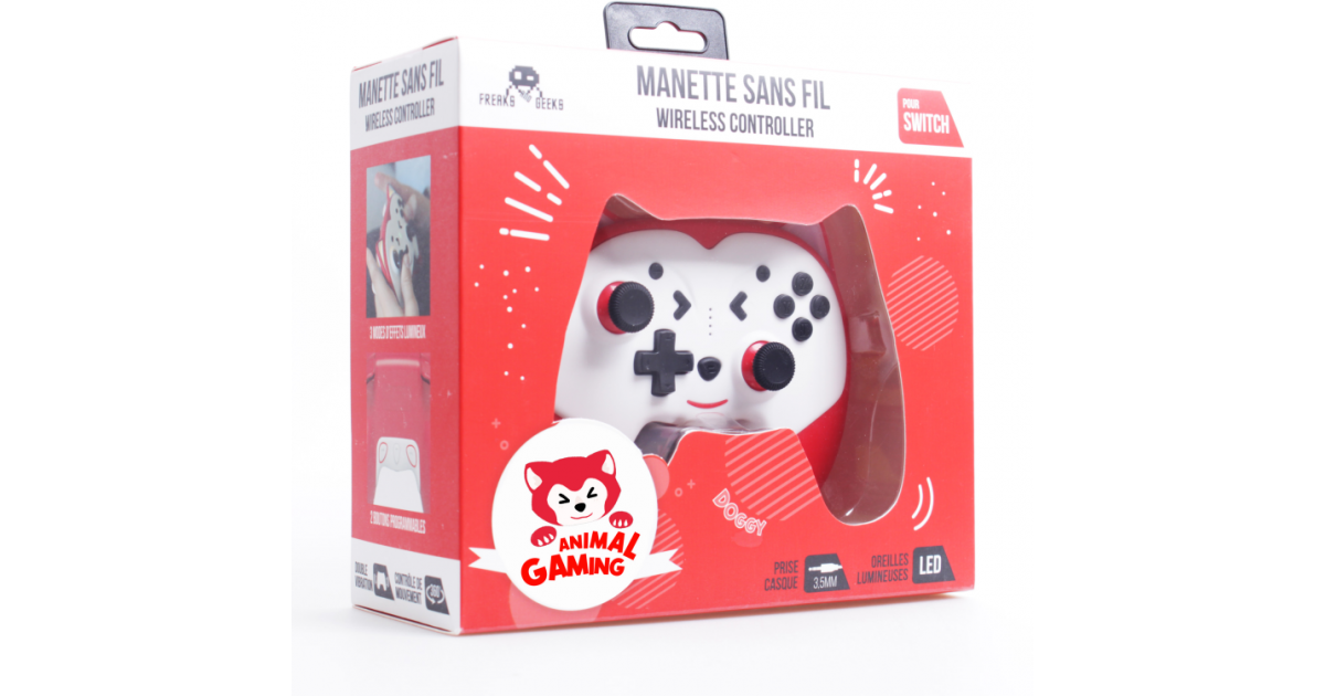 Freaks and Geeks Switch draadloze bluetooth Gamepad Doggy in kindermaat - rood