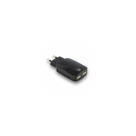 Ewent USB Charger 110-240V 2 port smart charging 3.1A black