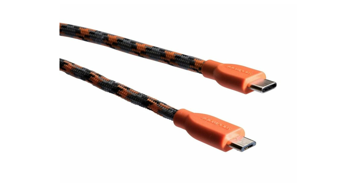 Boompods Retro type C USB kabel met micro USB aanlsuiting (1 meter) - Oranje