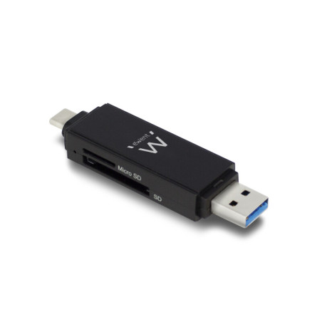 Ewent EW1075 geheugenkaartlezer USB 3.2 Gen 1 (3.1 Gen 1) Type-A/Type-C Zwart