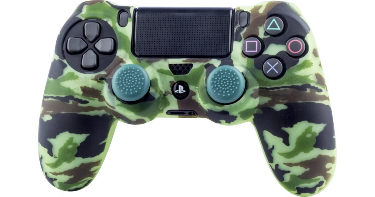 Playstation 4 - Siliconen controller skin inclusief thumbs grips - Camouflage