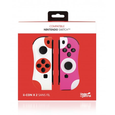 Under Control - Nintendo Switch ii-Con Controller stippen rood-wit en roze-wit